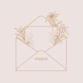 Edelweiss. Envelope with edelweiss flowers. Floral envelope with place for text, can be used as invitation, card, banner. Copy spa
